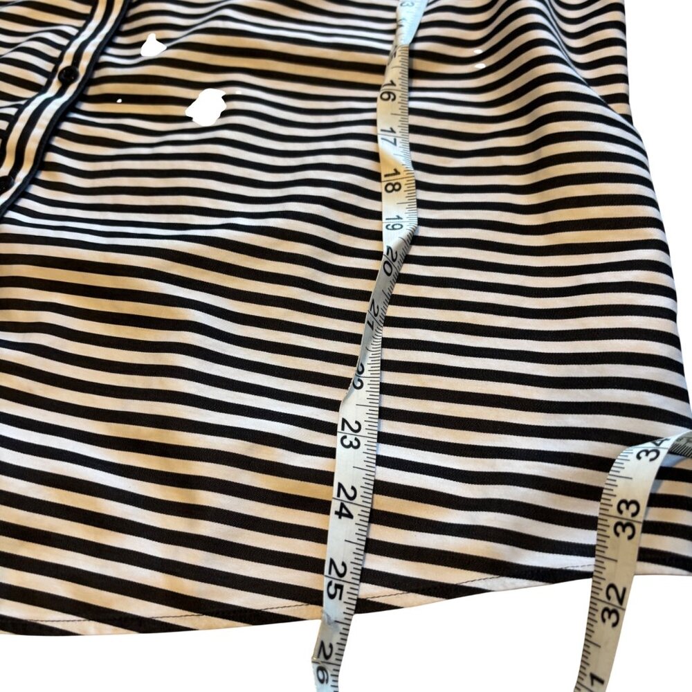 Chico's Button Up Long Sleeve Shirt Size 3 / US 16 Cotton Black & White Stripes - Picture 6 of 11